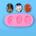 Professional 3-cavity pink silicone mold for angel portrait and ribcage fondant cake decor - 50-239 Pink