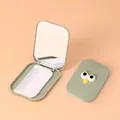 Portable cartoon makeup mirror and comb set in muted green with cute eye design - Big Eyes Decor Style / Green