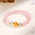 Niche silver lotus charm bracelet with pink strawberry crystal and Hetian jade beads - Rose Quartz Hetian Jade