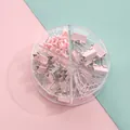 Cute pink office stationery set with binder clips and paper clips in a round box - Stationery Storage Box Combo / Pink