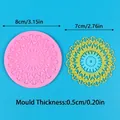 Circular pink lace flower silicone mold for DIY fondant and chocolate cake decoration - Mandala Relief Round Mold (50-1870-A) / 8cmx8cmx0.5cm / Pink