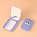 Compact cute cartoon portable folding makeup mirror and comb set for travel in purple - Big Eyes Decor Style / Purple