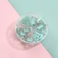 Mint green office stationery set with binder clips and push pins - Stationery Storage Box Combo / Light Blue