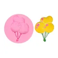 Pink bubble ball silicone mold for DIY fondant and chocolate cake decorations approx 32g - 3-Balloon Cluster Style (50-1041-A) / Diameter Approx 6.6cm / Pink
