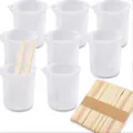 DIY epoxy resin tool set with 100ml silicone measuring cups and wooden stirring sticks - Y071