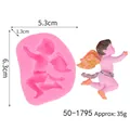 Angel cherub silicone mold for fondant and chocolate cake decoration with finished sample - 50-1795