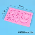 Pink celestial stars and moon silicone mold for fondant cake and chocolate baking decor - Star Moon Sky Series (50-2308) / 18.6x11.7cm / Pink
