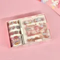 Kawaii pink washi tape and sticker gift set for journaling with cartoon illustrations - Daily Use