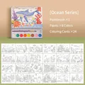 Ocean series kids watercolor set with 8 pigments, brush, and 24 ocean patterns - Watercolor Ocean