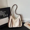 Stylish beige large capacity underarm bag with brown shoulder straps and zipper details - 29*11*17 / Off White
