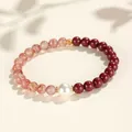 Elegant New Chinese style bracelet featuring red cinnabar beads and a large white shell pearl - Purple Gold Cinnabar Southern Red Agate Artificial Pearl Style