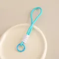 Lanière de téléphone tressée bleu clair et blanc minimaliste avec un anneau à ressort - Bleu