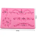 Pink European retro relief silicone mold for fondant cake and chocolate borders decoration - Sunflower Lace (50-1649) / 19.5x12.4cm / Pink