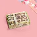 Cute cartoon girl washi tape and sticker gift set in green packaging for journaling - Student Life