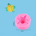 Detail view of pink flower silicone mold with 6cm diameter and 2.5cm height specs - Hydrangea Style (50-2754) / Pink