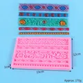 Pink European retro relief silicone mold with five lace patterns for cake fondant - European Composite Pattern (50-2222) / 19x12cm / Pink
