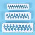 3Pcs white geometric rhombus plastic cookie cutters for DIY cake fondant decorating - Rhombus Style (72102) / Three-Piece Set