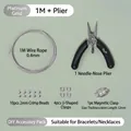 Σετ DIY κοσμημάτων με ατσάλινο σύρμα 0,4 mm, πένσα και μαγνητικό κούμπωμα - Σετ Μαγνητικού Κουμπώματος (με Πένσα) / Σύρμα 0,4mm x 1m + Σωλήνες Τοποθέτησης + Κούμπωμα σχήματος U / Λευκόχρυσο