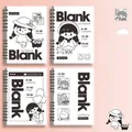 Set of four cute cartoon 64k portable notebooks with protective covers and B&W illustrations - Sisi / 4-book Set