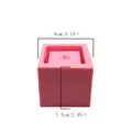 Pink square silicone mold for DIY succulent pots with dimension markers included - 50-1033-A (Pink Cube Style)