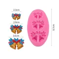 Christmas bell and holly leaf pink silicone mold showing three sizes and 8.7cm height - Christmas Bell Style (50-235-A) / 8.7x3.6cm