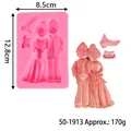Wedding couple 3D silicone mold for DIY plaster and fondant cake decorations - 50-1913