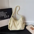 Large capacity cream white minimalist hobo underarm bag with stylish double zipper details - 29*11*17 / Yellow