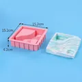 Moule carré en silicone à motif topographique pour pots de fleurs ou plateaux en résine - Carré à paliers rose (60-1121-A)