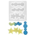 Moule en silicone DIY pour épingles à cheveux avec formes d'étoiles, cœurs et cercles. - Moule à Barrette Cœur et Étoile en Rangée (60-385)