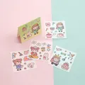 Autocollants de journal DIY mignons avec filles et animaux pour décoration et scrapbooking - Vert / 4 pièces / Vert