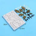 DIY Halloween silicone mold for resin skulls bones and bat wings size 20cm x 12.5cm - Skull (50-2776-B) / 20cm x 12.5cm / Gray