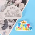 Creatieve Happy Birthday siliconen mal voor taartdecoratie en fondant taarttoppers - Kroon Decoratie Stijl (50-2245-B) / Grijs