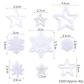 Professionele witte geometrische ster en sneeuwvlok fondant uitstekers met afmetingen - Sneeuwvlok Ster Geometrische Set (83005)