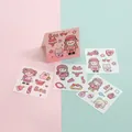 Lot d'autocollants DIY fille dessin animé avec carte rose assortie pour journal - Rose / 4 pièces / Rose