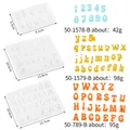Dimensions et poids détaillés des moules en silicone pour lettres et chiffres de pâtisserie - Ensemble 3 Pièces-Blanc (zh379-D)