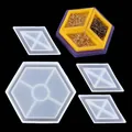 DIY hexagonal and diamond silicone mold set for crystal epoxy resin jewelry storage box - Set of 4 Style (60-551) / Four-Piece Set