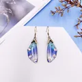 Exquisite gradient blue and purple cicada wing earrings adorned with sparkling rhinestones - Bronze Style / Blue Gradient
