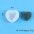 Detailed view of 6cm heart-shaped silicone mold with weight info for DIY soap making - 50-3190 (White) / White
