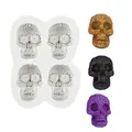 Halloween skull silicone mold for DIY crafts with finished 3D chocolate examples - Skull (50-2722-B) / 8.6cm x 7cm / Gray