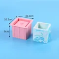 Moule en silicone carré pour pots de succulentes avec dimensions de 10,2 cm pour DIY - Carré rose surélevé (60-1124-A)