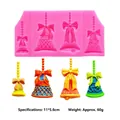 Christmas bell silicone mold for cake and plaster decoration featuring four bow designs - Four-Cavity Christmas Bell Style (50-1620-A) / 11x5.6cm