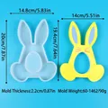 Easter bunny silicone mold for DIY candle holders showing dimensions in cm and inches - 60-1462