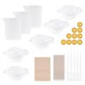 Detailliertes Layout des DIY-Epoxidharz-Werkzeugsets mit Silikonbechern und Holzstäbchen - Stil PA003 / 43-Teilig