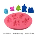 Multifunctional Christmas silicone mold set featuring tree bell and bear shapes for DIY - Christmas Tree Bear Style (50-1076-A) / 10.5x7cm