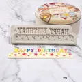 Happy Birthday siliconen mal voor taartdecoratie met sterrenpatroon en 18cm breedte - Ster Decoratie Lange Stijl (50-1583-B)