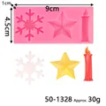 Christmas silicone mold with snowflake, star and candle shapes, weight approx 30g - Snowflake Star Candle Style (50-1328-A) / 9x4.5cm