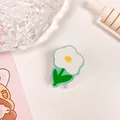 Cute white floral acrylic paper clip for creative office and stationery organization - Green Floral