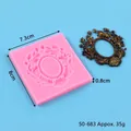 Moule en silicone rose à relief vintage pour décoration de gâteaux en fondant 8x7,3cm - Cadre Ovale (50-683) / Rose