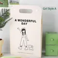 Portable 13-pocket vertical accordion file folder with cute cartoon girl illustration - Girl Style A / 13 Pockets / Off White