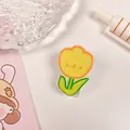 Niedliche gelbe Tulpen-Acrylklammer mit Glitzer für Papier- und Fotoorganisation - Gelb Geblümt